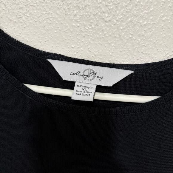 Ming Wang Black Sleeveless Acrylic Knit Midi Dress Godet Inserts Y2K Size XL - Picture 7 of 8